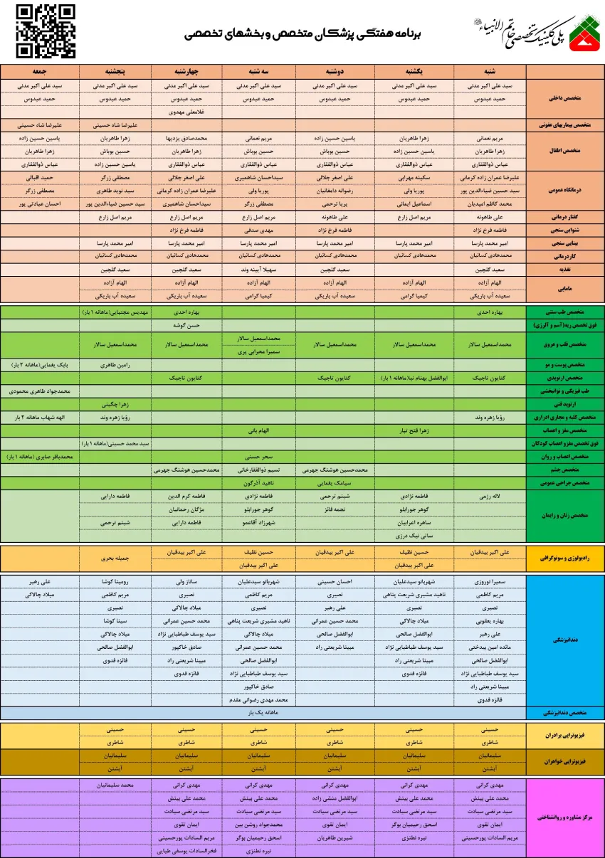 لیست پزشکان کلینیک خاتم