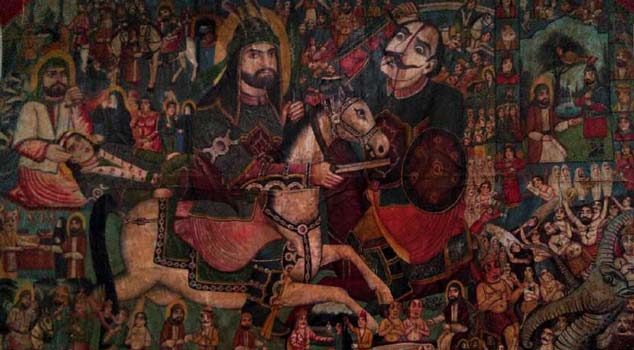 اجرای مرمت تابلوی نقاشی قهوه خانه ای موزه گرمابه پهنه سمنان