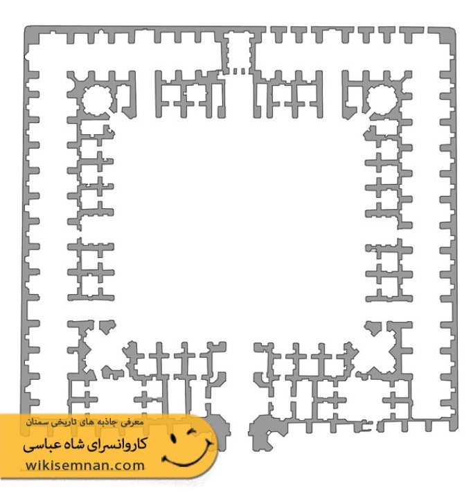  پلان کاروانسرای شاه عباسی آهوان
