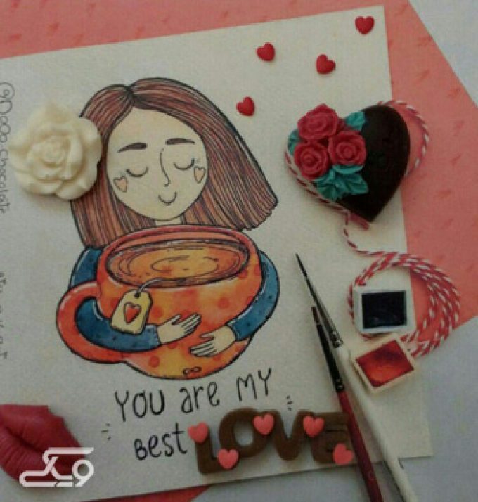 شکلات قلبی با تزیین گل