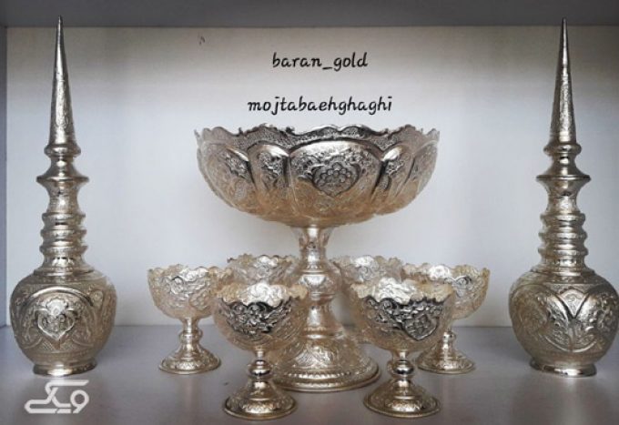 ست میوه خوری و اجیل خوری پایه دار قلمکاری